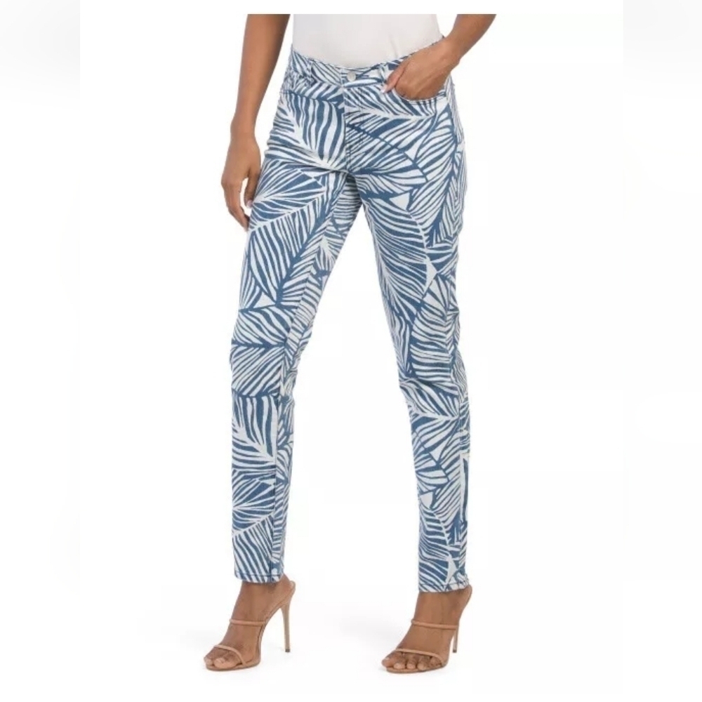 NWT J. MCLAUGHLIN JAYCIE JEAN DENIM PANTS WILLOW LAKE BLUE WHITE PRINT WOMEN 2